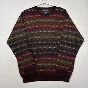 Northern Isles Sweater Men L Geometric Nordic Heart Pattern